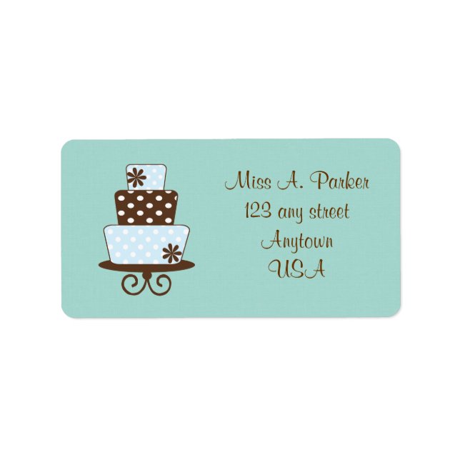 Adressetiketterna Teal och Brown Cake Bröllop Adressetikett (Framsidan)