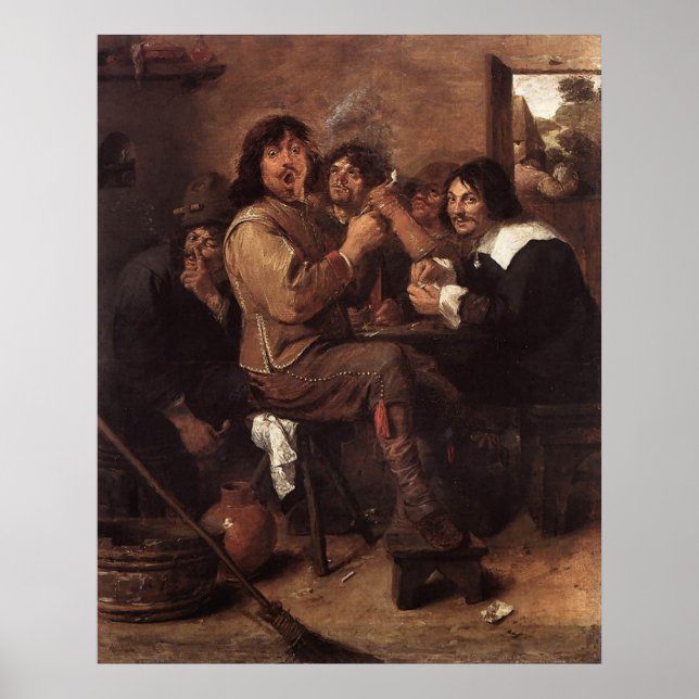 Adriaen Brouwer Smoking Manar Poster (Framsidan)
