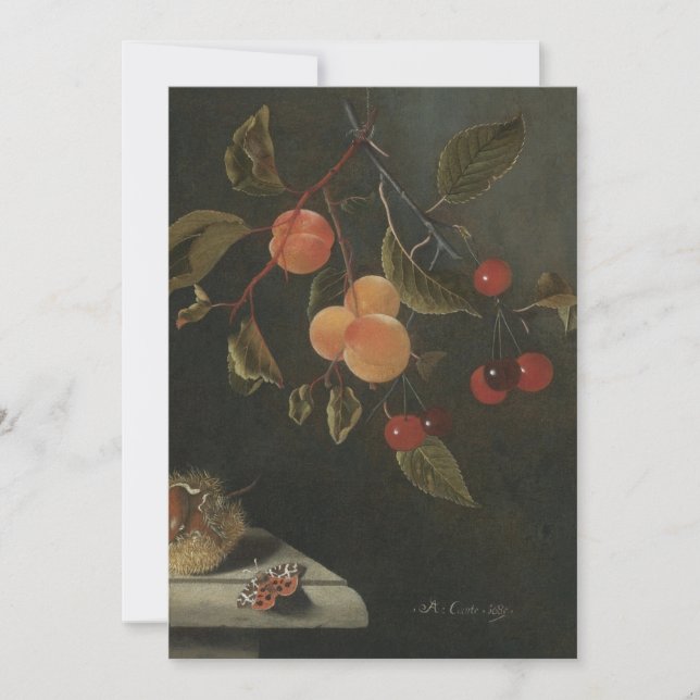 Adriaen Coorte - Fortfarande med en fjäril, Apri Inbjudningar (Framsida)