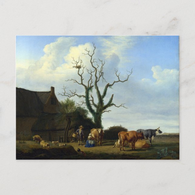 Adriaen van de Velde A Farm med Dead Träd Vykort (Framsida)