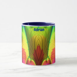ADRIAN ~ 3D Fractal ~ Rosa, Gult Red och Blue Mugg