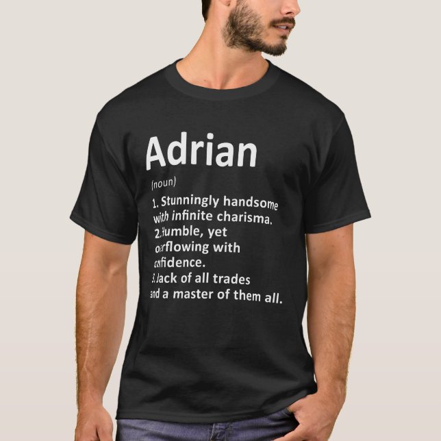 Adrian Definition Personlig Namn Funny Birthday T Shirt (Framsida)