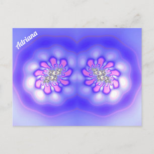 ADRIANA ~ 3D Fraktal Design ~ Rosa Blå Mauve ~ Vykort