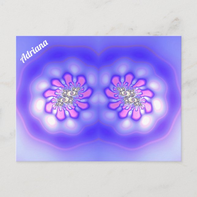 ADRIANA ~ 3D Fraktal Design ~ Rosa Blå Mauve ~  Vykort (Framsida)