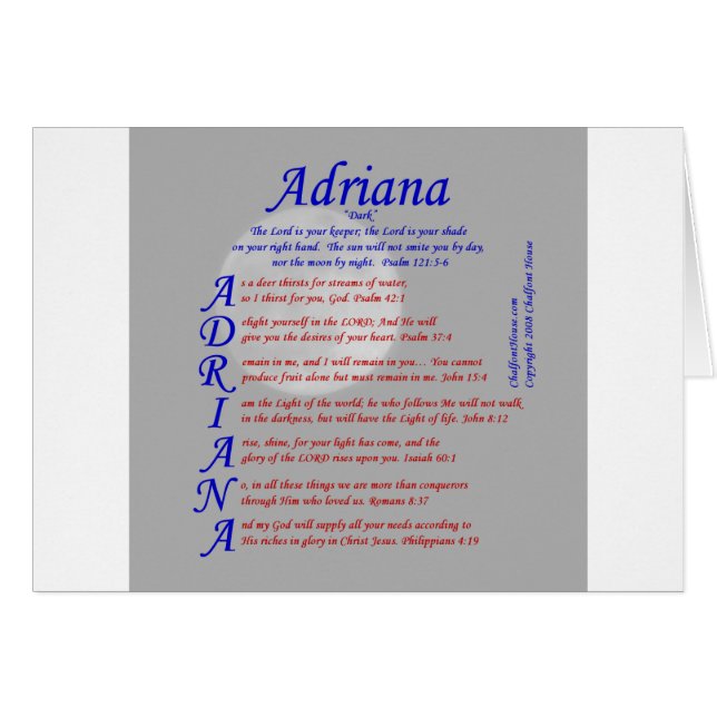 Adriana Acrostic Hälsningskort (Framsidan Horizontal)
