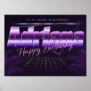 Adriana Namn Vorname lila retro Poster Geburtstag