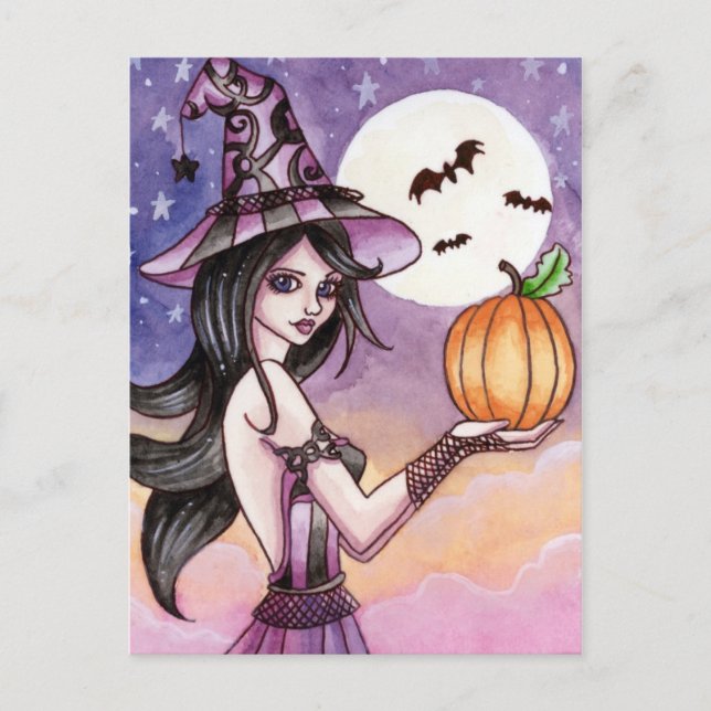 Adrianna - Halloween Witch Postcard Vykort (Framsida)