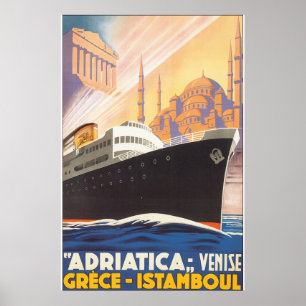 Adriatica Venise Grece Istamboul Vintage resor Po Poster