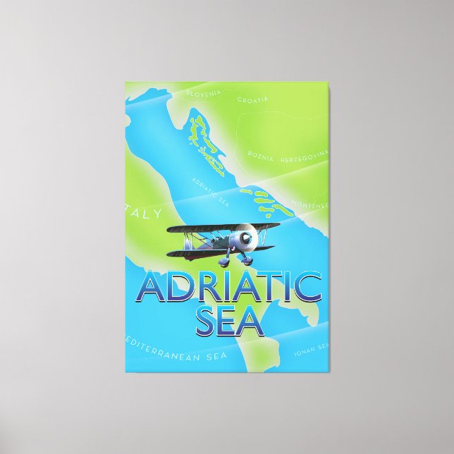 Adriatiska havets flygning karta canvastryck (Framsida)