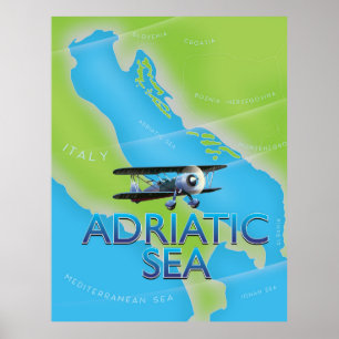 Adriatiska havets flygning karta poster