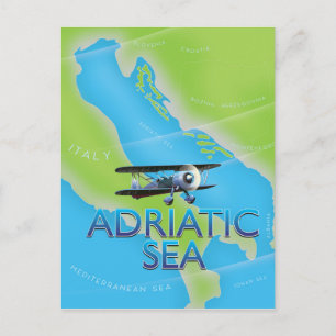 Adriatiska havets flygning karta vykort