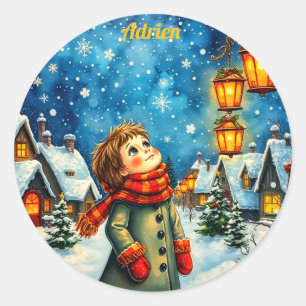 ADRIEN ~ SÖT 3D! Guld, Röd och Grönt ~ Runt Klistermärke