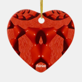 ADRIEN ~ VALENTINE HJÄRTA ~ Röd Fraktal ~ Julgransprydnad Keramik