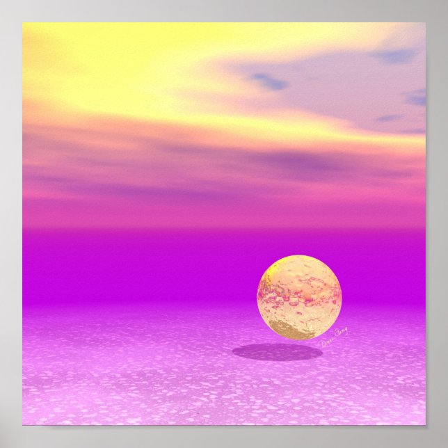 Adrift, Abstrakt Guld Violet Ocean Poster (Framsidan)