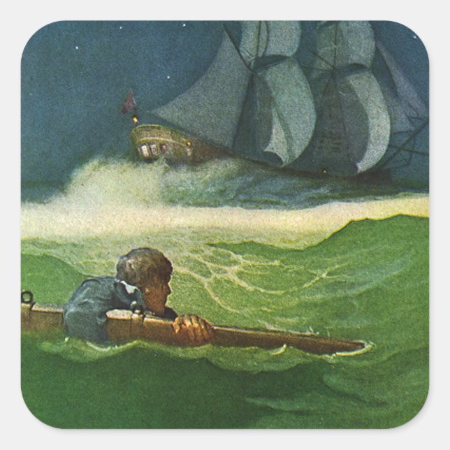Adrift vid Sea Sticker Fyrkantigt Klistermärke (Framsida)