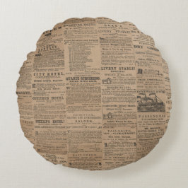 Ads of the Past, NY 1856 Round Pillow Rund Kudde