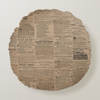 Ads of the Past, NY 1856 Round Pillow Rund Kudde