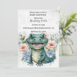 Adsible Alligator Baby Shower Inbjudningar