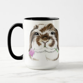 Adsible American Fuzzy Lop Rabbit with rosa Tulip Mugg