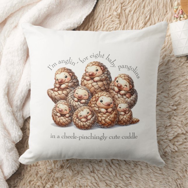 Adsible Anglin för 8 Cute Cuddling Pangolins Kudde (Filt)