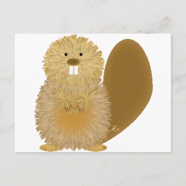 Adsible Animal Teckning: Beaver Vykort (Framsida)