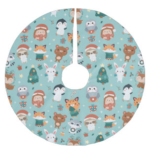 Adsible Animals Brushed Polyester Träd Skirt Julgransmatta Borstad Polyester