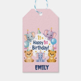 Adsible Animals Lycklig 1:a födelsedagen Presentetikett