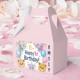 Adsible Animals Lycklig 1st Birthday Papper Plate Presentaskar