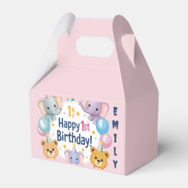 Adsible Animals Lycklig 1st Birthday Papper Plate Presentaskar
