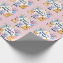 Adsible Animals Lycklig 1st Birthday Papper Plate