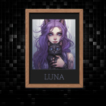 Adsible Anime Girl and Cat Cute Lila Hair
