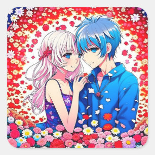 Adsible Anime lite Romantic Fyrkantigt Klistermärke
