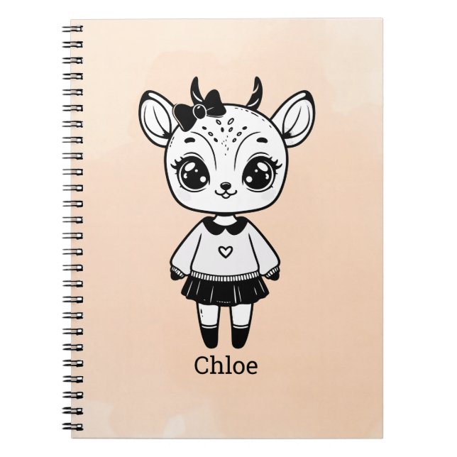 Adsible Antelope Girl - Cute Doodle Design Anteckningsbok (Framsidan)
