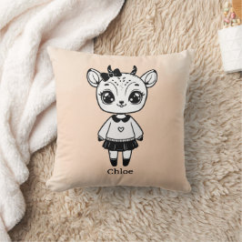 Adsible Antelope Girl - Cute Doodle Design Kudde