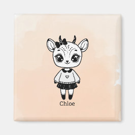 Adsible Antelope Girl - Cute Doodle Design Magnet