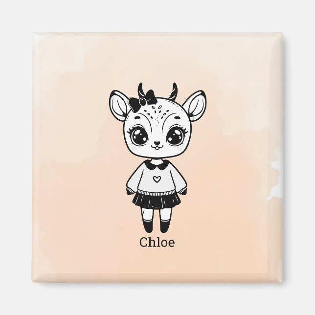 Adsible Antelope Girl - Cute Doodle Design Magnet (Framsidan)