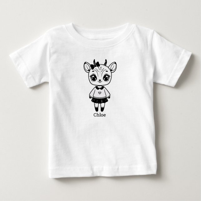 Adsible Antelope Girl - Cute Doodle Design T Shirt (Framsida)