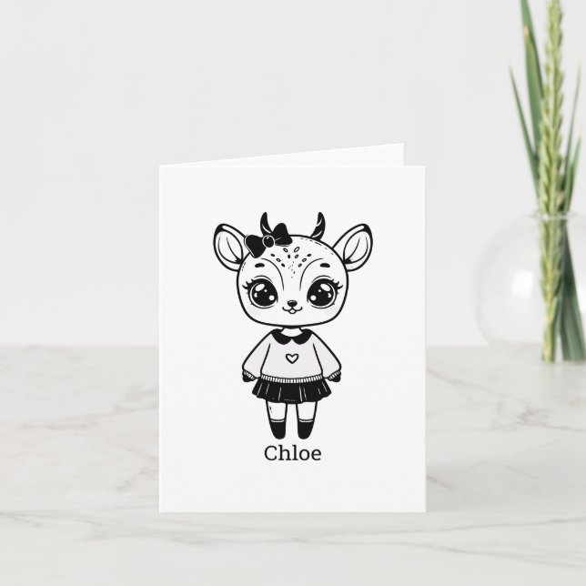 Adsible Antelope Girl - Cute Doodle Design Tack Kort (Framsida)