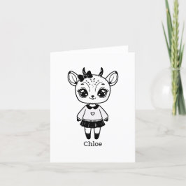 Adsible Antelope Girl - Cute Doodle Design Tack Kort