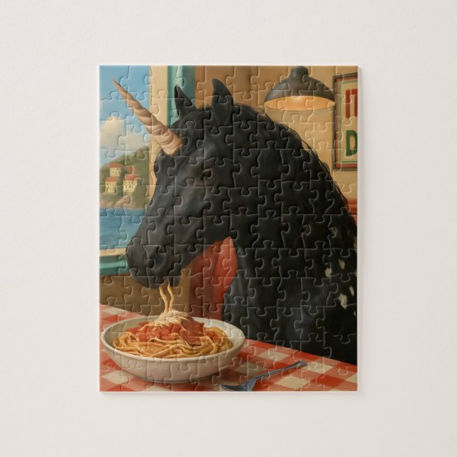 Adsible Appaloosa Unicorn Eating Pasta Pussel (Vertikal)