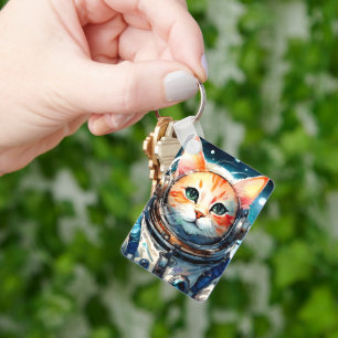 Adsible Astronaut Cat Keychain Nyckelring