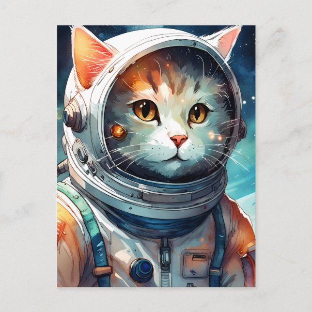 Adsible Astronaut Cat Vykort (Framsida)