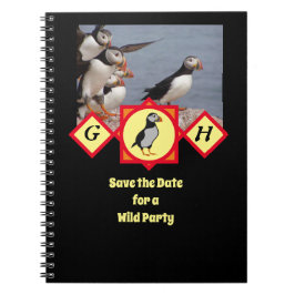 Adsible Atlantic Puffin Tecknad Monogram Photo Anteckningsbok