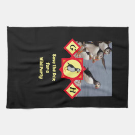 Adsible Atlantic Puffin Tecknad Monogram Photo Kökshandduk