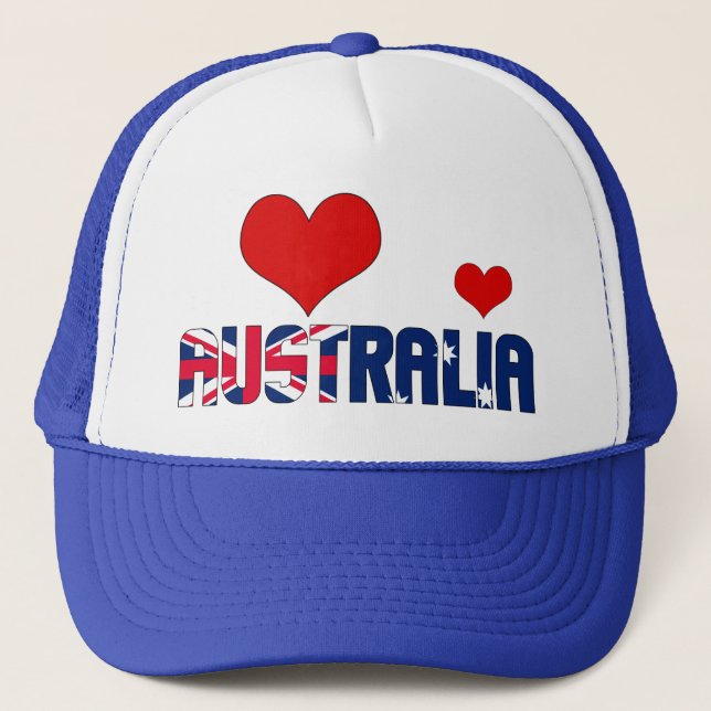 Adsible Australia Flagga Hearts Patriotic Keps (Framsida)