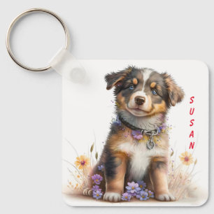 Adsible Australian shepherd Puppy Hund Nyckelring