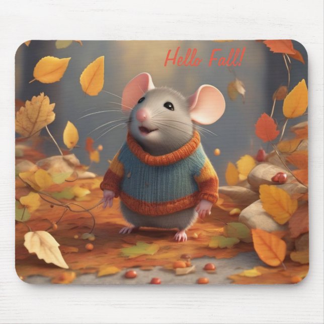 Adsible Autumn Mouse in Sweater Mouse Pad Musmatta (Framsidan)