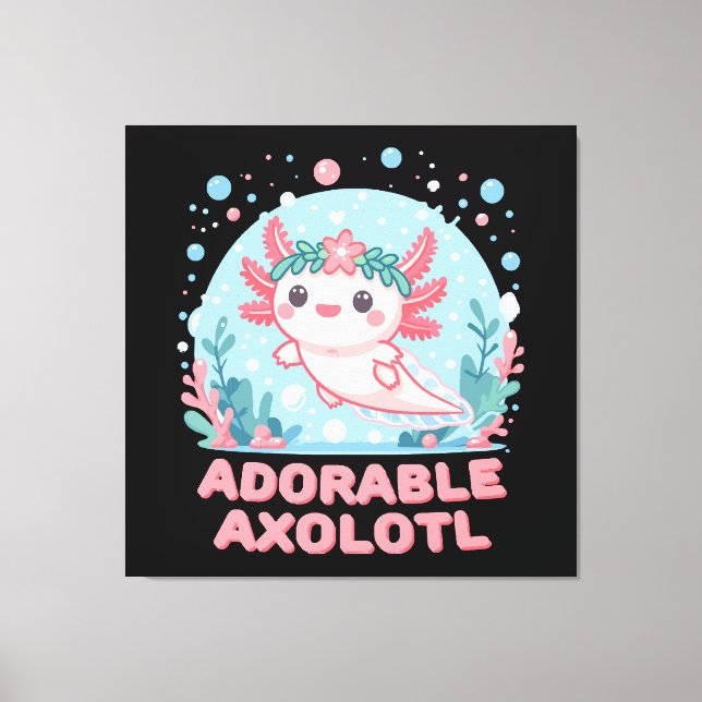 Adsible Axolotl Aquatic Cuteness Canvastryck (Framsida)