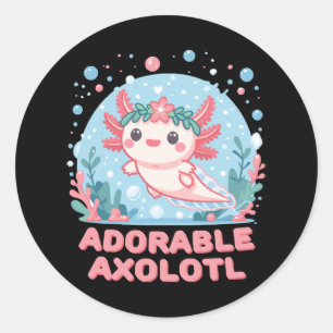 Adsible Axolotl Aquatic Cuteness Runt Klistermärke