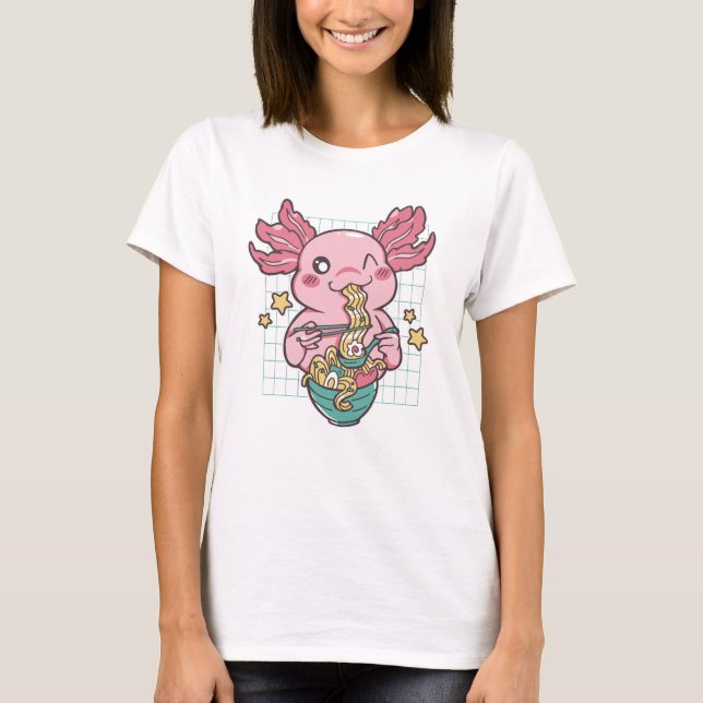 Adsible Axolotl ätande Ramen T Shirt (Framsida)
